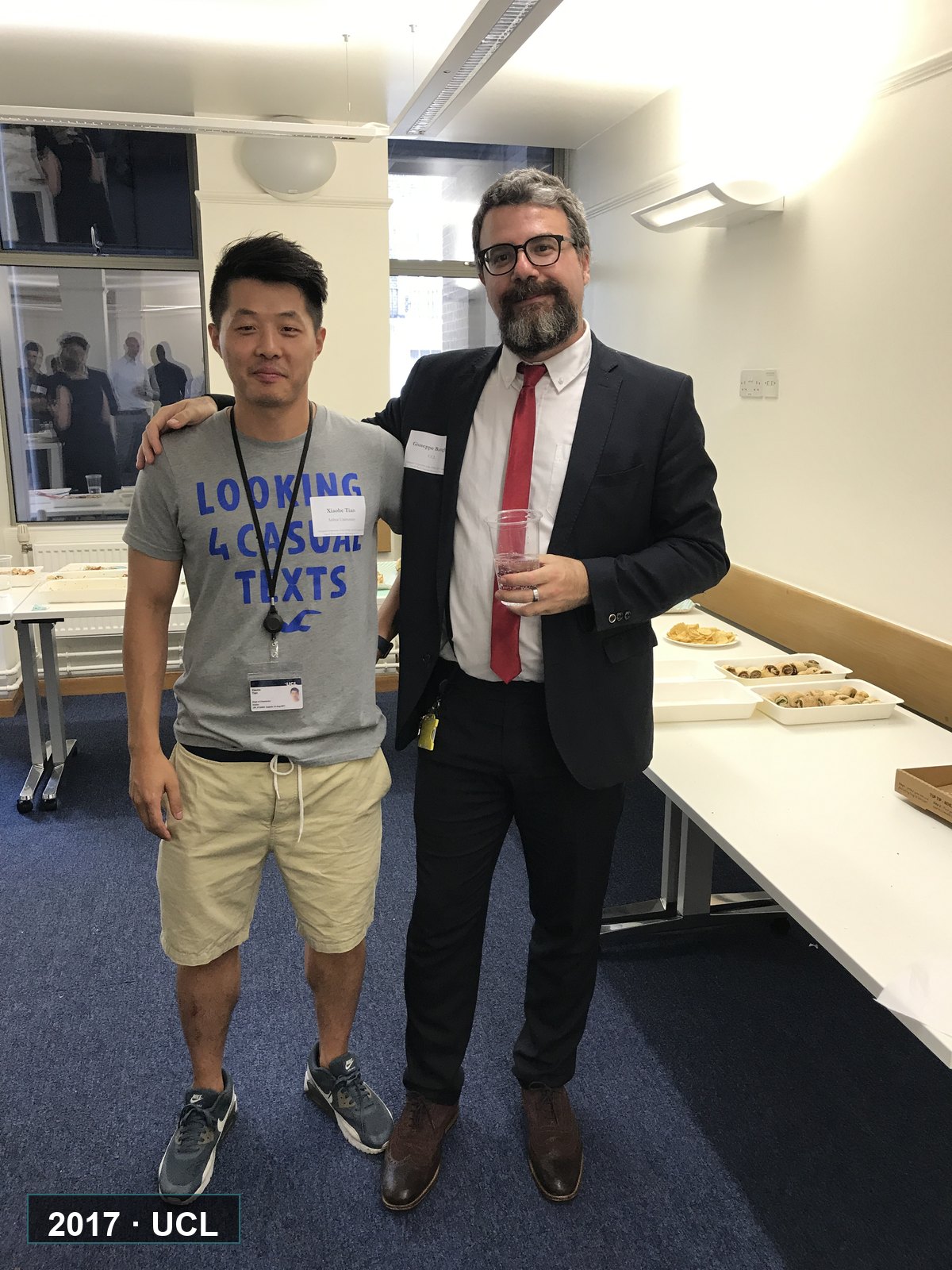 Prof. Xiaohe Tian with Prof. Giuseppe Battaglia at UCL in 2017